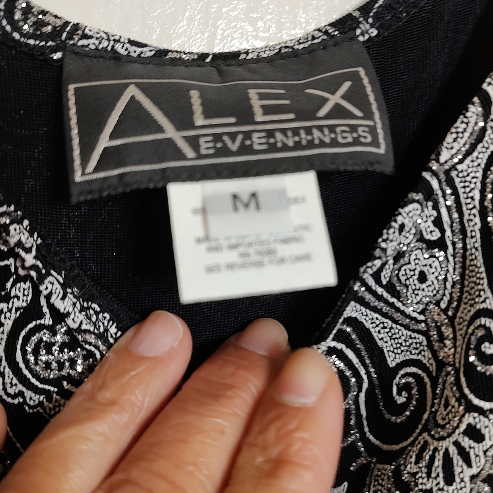 Alex Evenings Black and White Paisley Glitter Tank And Blazer Set - Picture 13 of 13